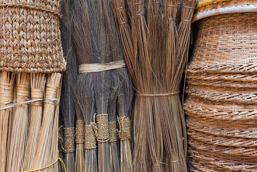 Selling brooms and baskets in Bhaktapur Durbar Square-UNESCO World Heritage site-Bhaktapur-Nepal